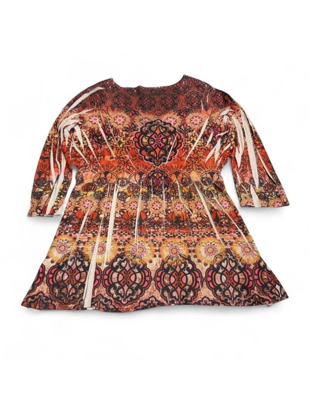 One World Floral Paisley Babydoll Blouse Top Women's Large Summer Boho Festival - Picture 4 of 7
